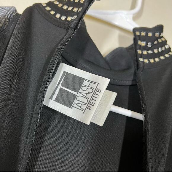 Vintage Tadashi Shoji Floor Length Mesh Rhinestone Dress Size Medium PETITE - Picture 14 of 15